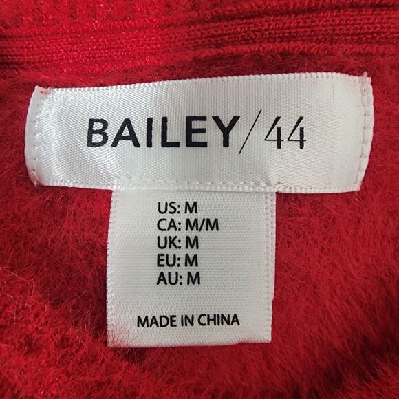 Bailey 44 Sweater Women's Medium Red Soft Eyelash Pullover Studded Heart Cuff - Picture 7 of 8